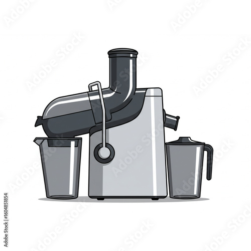 Modern electric juicer appliance with pulp collector and juice pitcher for healthy living