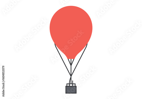 Simple Coral Hot Air Balloon Illustration.