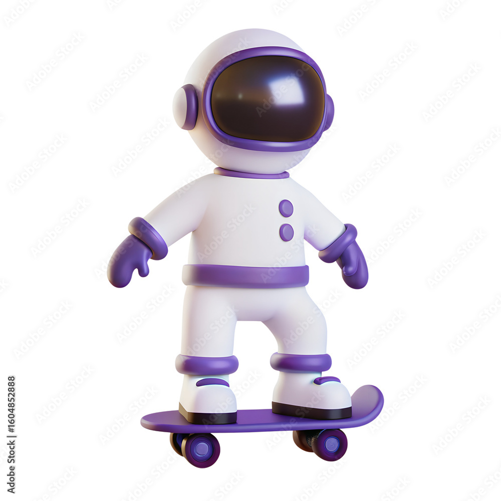 Fototapeta premium 3d illustration of astronaut playing skateboard