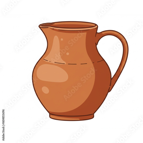 Rustic ceramic jug with handle, perfect for kitchen decor, vintage farmhouse style, and country charm.