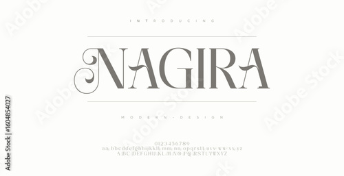 Nagira Elegant alphabet letters font logo. Typography luxury classic lettering serif fonts decorative wedding vintage retro logos, design for fashion,beauty shop and brand . vector illustration
