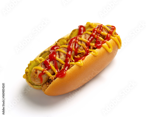 Hot dog on white background