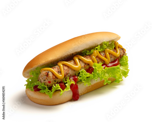 Hot dog on white background