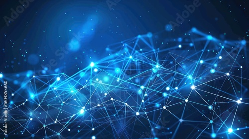 Wallpaper Mural Abstract network of interconnected points and lines in deep blue (2) Torontodigital.ca