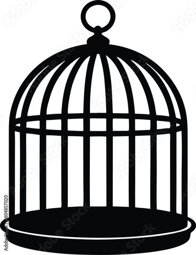  closed empty bird cage silhouette vector