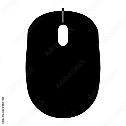Simple black and white computer mouse illustration for interface or logo design