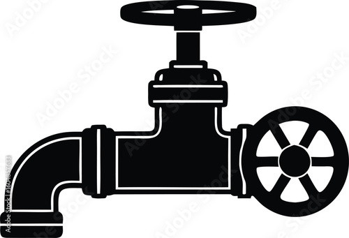 pipe and valves silhouette vector illustration