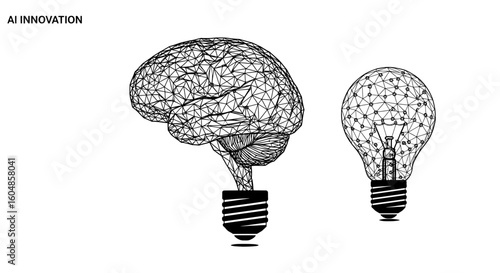Brain Growing from Light Bulb Creative Intelligence Concept Art
