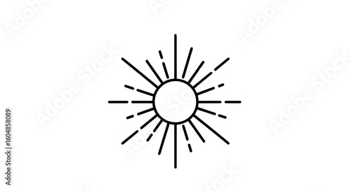 Radiant Sun Abstract Line Symbol Modern Minimalist Art
