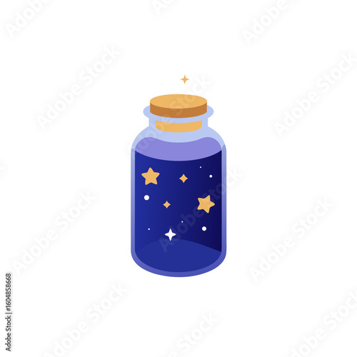 jar of stars glowing in the dark with cork lid iso