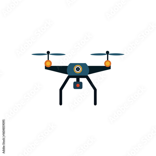 realistic camera drone mid flight with blinking li