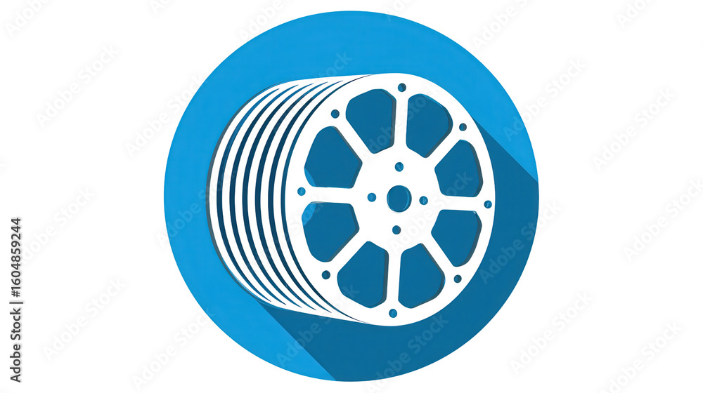 Fototapeta premium Cable Reel Icon: Icon of a cable reel, used for storing electrical cables on construction sites, isolated on a Transparent background, PNG file.