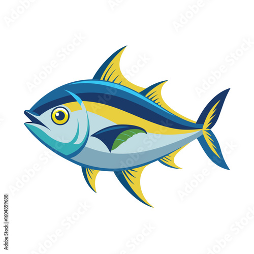 Vibrant amberjack fish illustration realistic marine life aquatic animal ocean dweller seafood ingredient isolated on white background