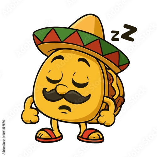 Taco Mascot Cartoon Cute Taco Sleeping Illustrations