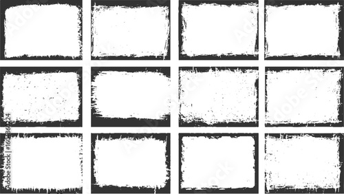 Set of the vector grunge textures isolated on white background. Element for social media, poster, brochure, flyers, screen print texture, card, wallpaper, background. 