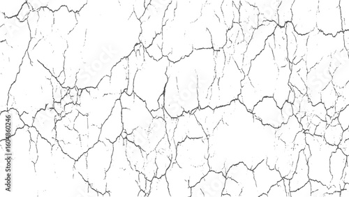 Abstract dry soil texture with black and white cracked surface. Grunge texture of vintage wall with scribbled cracked background 
