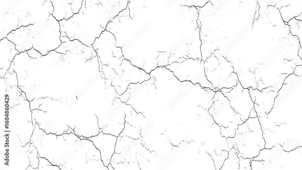 Fototapeta premium Abstract dry soil texture with black and white cracked surface. Grunge texture of vintage wall with scribbled cracked background 