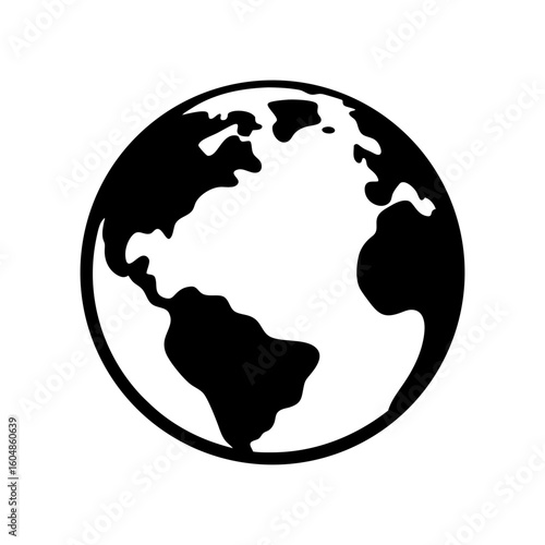 Stylized monochrome depiction of the Earth showing the Americas and Atlantic Ocean