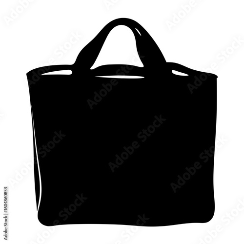 Silhouette illustration of a reusable shopping bag with handles in black