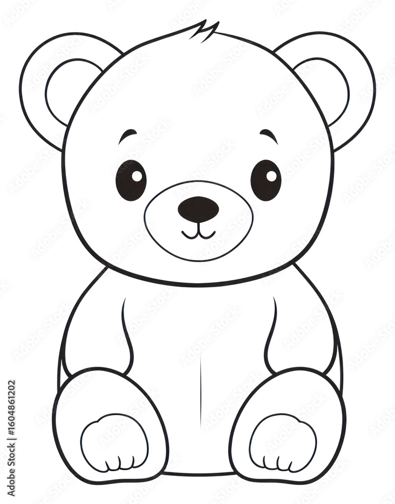 Obraz premium PNG Teddy bear outline sketch drawing white toy.