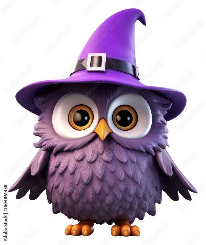 Fototapeta premium PNG Cute purple owl wizard