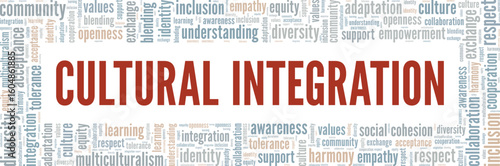 Cultural Integration word cloud conceptual design isolated on white background.
