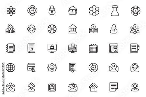 Diverse Iconography A Collection of Hand Drawn Symbols Representing Science Business and Design Concepts in a Creative Manner