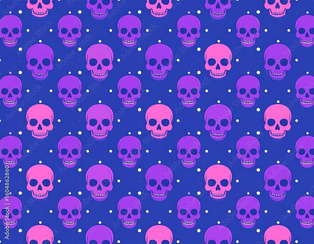 Repeating skull pattern on a dark blue background Repeating skull pattern on a dark blue background