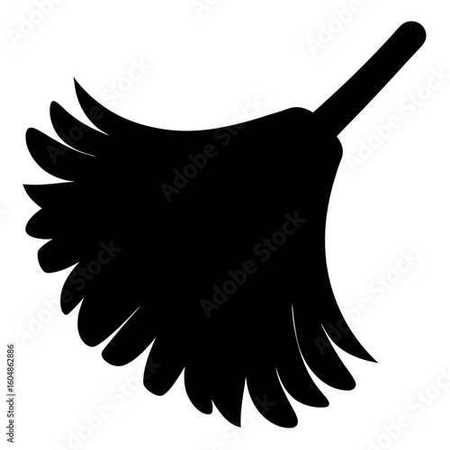 Elegant black silhouette of a feather duster for cleaning and dusting