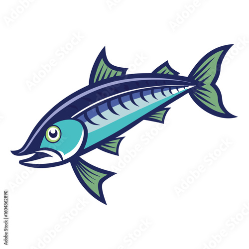 Detailed illustration of a barracuda fish a predatory marine animal presented as a clean vector graphic isolated on white background