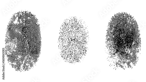 Set of fingerprint icons in vector style on white background. Fingerprint icon collection in clean black and white vector design. 