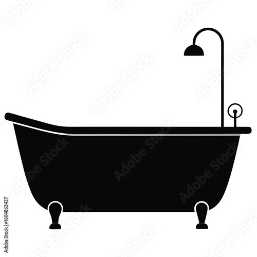 Classic bathtub silhouette illustration a simple and elegant bathing fixture isolated on white background