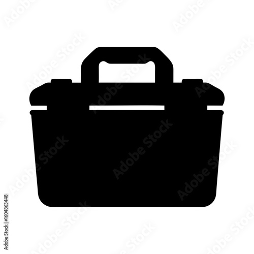 Black silhouette of a durable transport case with sturdy top handle
