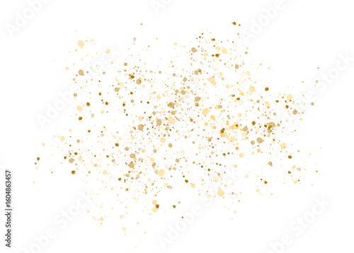 Gold glitter, scattering of shiny golden particles, glow confetti	