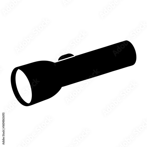 Solid black flashlight icon with a simple design and neutral background