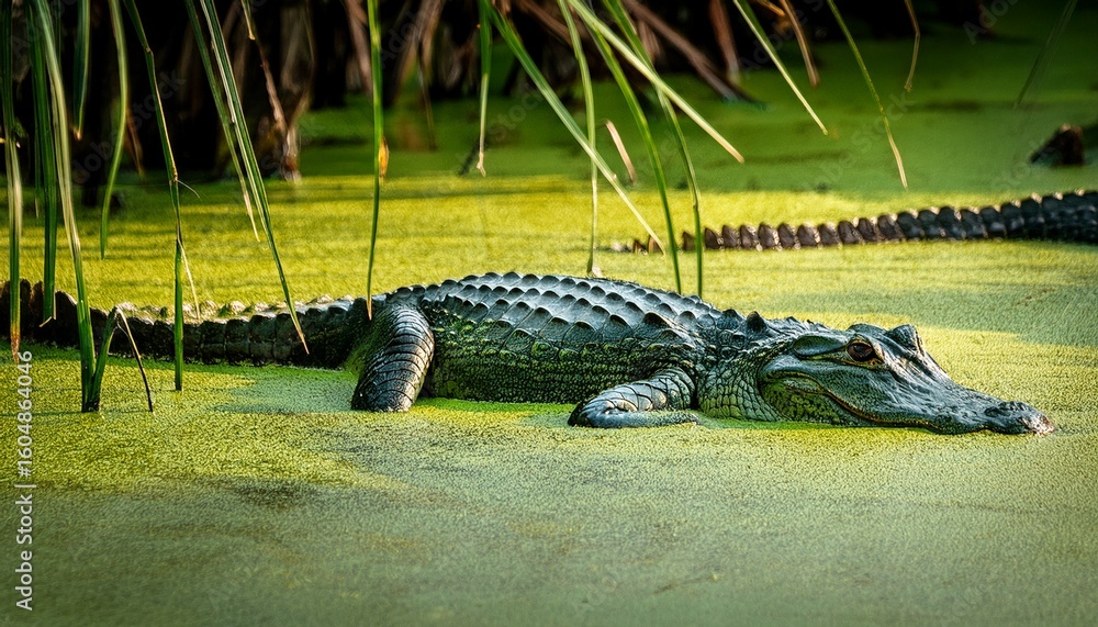 gators in emerald alligators lurking in a duckweed covered swamp gators in emerald alligators lurking in a duckweed covered swamp
