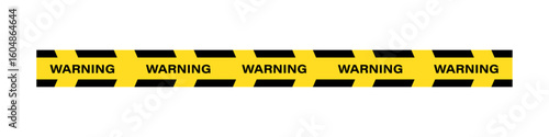 Yellow and black warning tape with repeated “WARNING” text and diagonal stripes, commonly used for hazard alerts, restricted areas, and safety precaution signage
