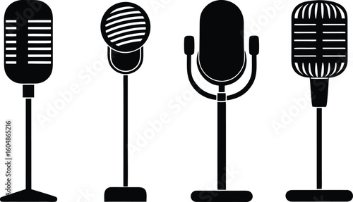 different types of microphones displayed in a row 