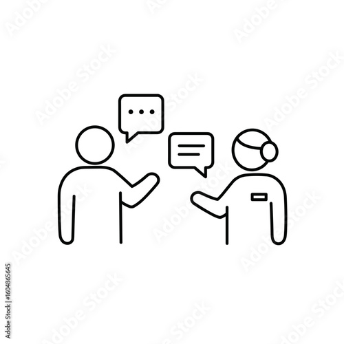 Vector icon of a conversation between two people, symbolizing communication and interaction