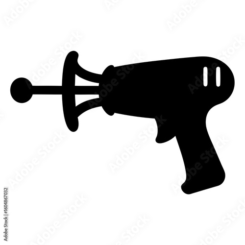 Stylized image of a raygun, a futuristic and retro space blaster