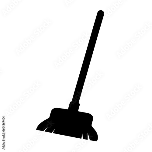 Simple silhouette illustration of a broom for sweeping and cleaning floors