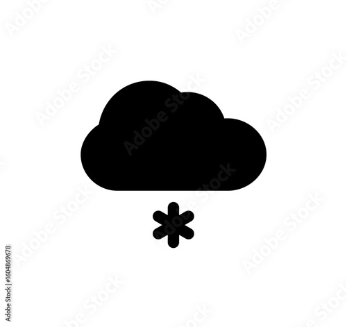 Snow flurries from a dark cloud; simple weather icon.