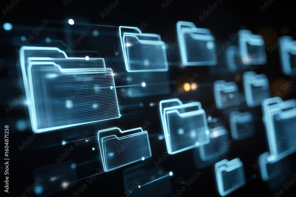 Fototapeta premium Digital Folders Data Transfer Concept.