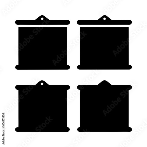 Four black presentation screen projector icons in a square arrangement format