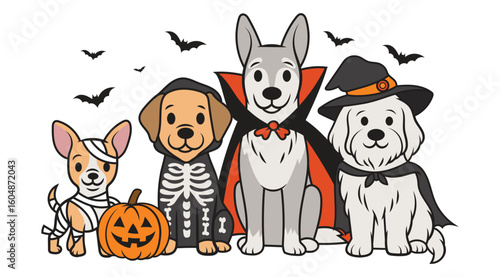 Halloweem dog costume vector illustration