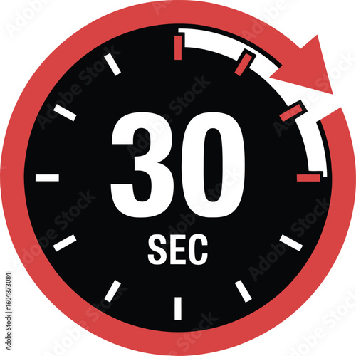 Thirty second timer icon, 30 sec stopwatch for countdown.