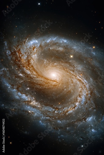 A spiral galaxy with a bright blue center