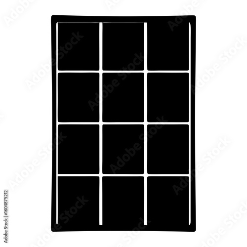 Abstract Black and White Grid Pattern with Twelve Rectangular Cells