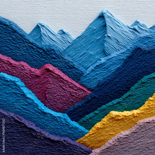 Abstract Mountain Range Painting on Canvas