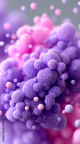 Clustered Spheres with Floating Spheres, Purple and Pink Tones